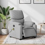 vidaXL Fauteuil de massage inclinable électrique gris clair tissu