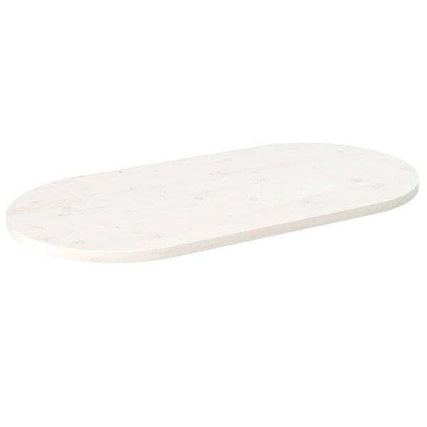 vidaXL Dessus de table blanc 90x45x2 5 cm bois de pin massif ovale