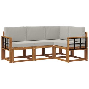 vidaXL Ensemble de canapés d'extérieur 4 pc Gris Naturel et Clair
