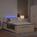 vidaXL Cadre de lit ottoman avec matelas crème 120x200cm tissu