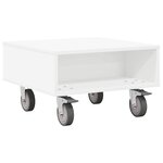 vidaXL Table d'appoint avec roues Blanc 50 5 x 50 x 30 cm