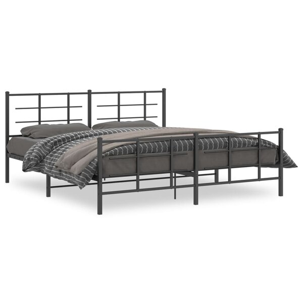 vidaXL Cadre de lit métal avec tête de lit/pied de lit noir 183x213 cm