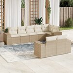 vidaXL Salon de jardin avec coussins 8 Pièces beige résine tressée