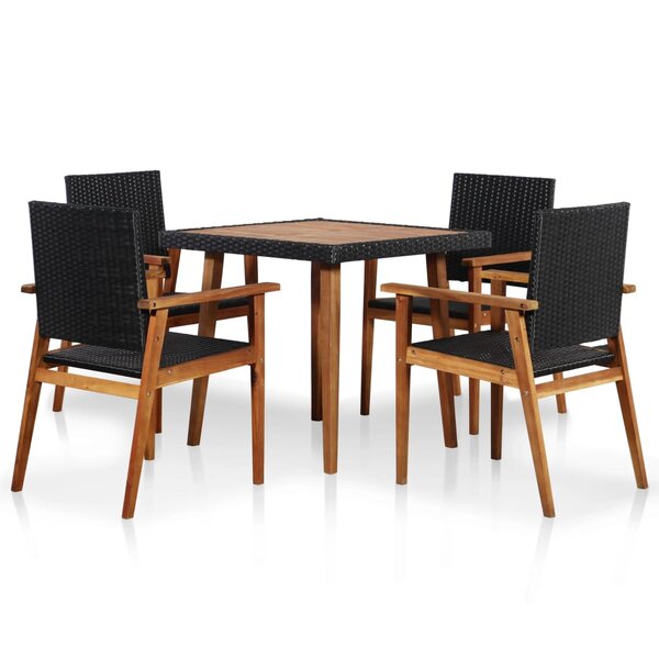 vidaXL Ensemble à manger d'extérieur 5 Pièces Résine tressée Noir marron