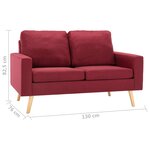 vidaXL Ensemble de canapés 2 Pièces Tissu Rouge bordeaux