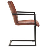 vidaXL Chaises à manger cantilever lot de 2 marron cuir véritable