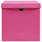 vidaXL Boîtes de rangement avec couvercles 4 Pièces Rose 32x32x32cm Tissu