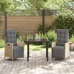 vidaXL Ensemble de salle à manger pour jardin 3 Pièces Beige polyrotin
