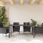 vidaXL Table de jardin dessus en verre Noir 150x90x75cm Résine tressée