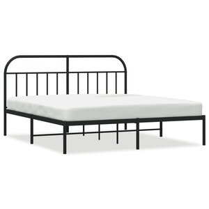 vidaXL Cadre de lit métal sans matelas et tête de lit noir 160x200 cm