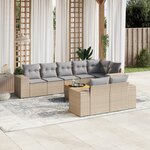 vidaXL Salon de jardin avec coussins 9 Pièces beige résine tressée