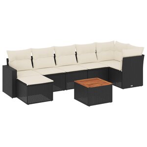 vidaXL Salon de jardin 8 Pièces avec coussins noir résine tressée