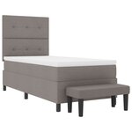 vidaXL Lit à ressort avec matelas et banc taupe 100x200 cm Tissu