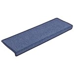 vidaXL Tapis d'escalier 30 pièces 65 x 21 x 4 cm Bleu Bord rectangulaire