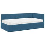 vidaXL Cadre de lit d'angle avec matelas 2 Pièces Bleu Velours