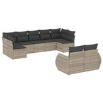 vidaXL Salon de jardin 9 Pièces avec coussins gris clair résine tressée