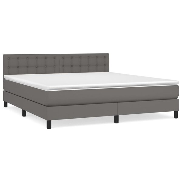 vidaXL Sommier à lattes de lit avec matelas Gris 180x200 cm Similicuir
