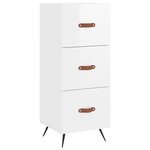 vidaXL Buffet haut Blanc brillant 34 5x34x180 cm Bois d'ingénierie