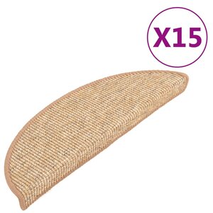 vidaXL Tapis d'escalier autocollants 15 Pièces 56x17x3 cm Marron clair