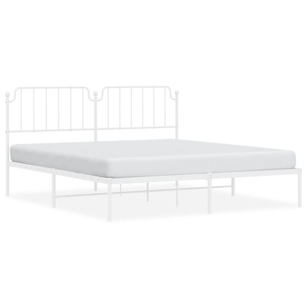 vidaXL Cadre de lit métal avec tête de lit blanc 183x213 cm