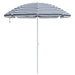 Parasol de plage vidaXL avec pied en aluminium bleu et blanc 300 cm