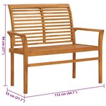 vidaXL Banc de jardin et coussin anthracite 112 cm Bois de teck massif
