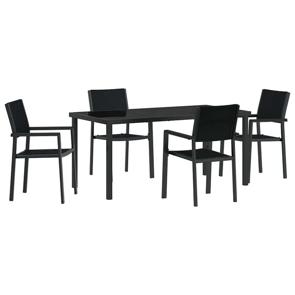 vidaXL Ensemble de salle à manger pour jardin 5 Pièces Noir