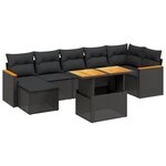 vidaXL Salon de jardin 8 Pièces avec coussins noir résine tressée