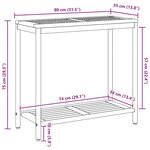 vidaXL Table de jardin avec stockage Naturel et gris 80 x 35 x 75 cm