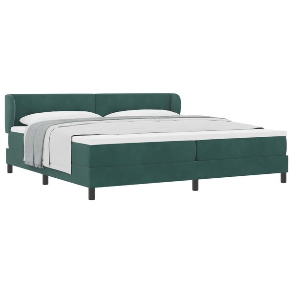 vidaXL Lit à ressorts avec tête de lit Vert foncé 200 x 200 cm Velours