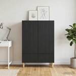 vidaXL Buffet avec tiroir Noir 66 x 34 5 x 95 cm Bois d'ingénierie