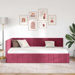 vidaXL Cadre de lit d'angle Bordeaux 90 cm x 200 cm Velours