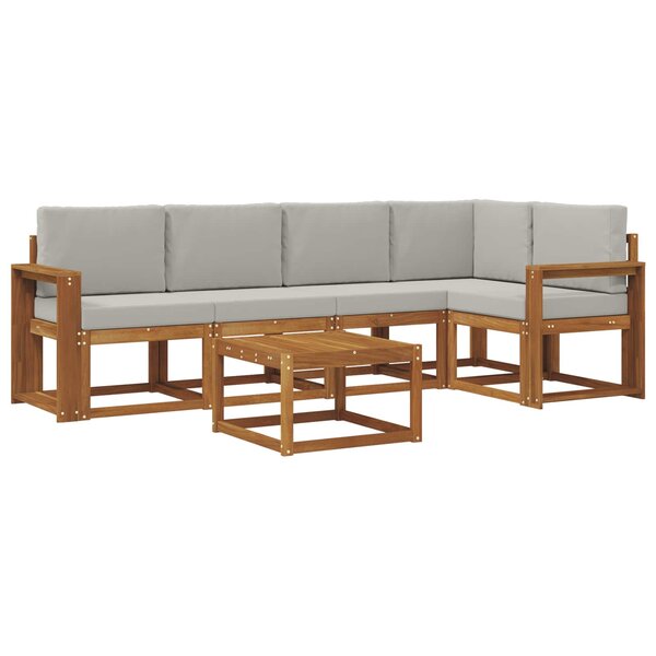 vidaXL Ensemble de canapés d'extérieur 6 pc Gris Naturel et Clair