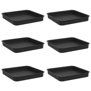 vidaXL Plateau carré à fleurs 6 Pièces Noir 15 x 15 x 2 cm Plastique