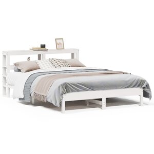 vidaXL Cadre de lit sans matelas blanc 140x190 cm bois de pin massif