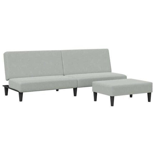 vidaXL Canapé-lit à 2 places avec repose-pied gris clair velours