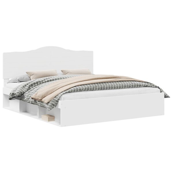 vidaXL Cadre de lit avec tête de lit Blanc 200 x 200 cm Pin massif