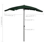 vidaXL Parasol de jardin avec mât 200x130 cm vert