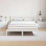 Cadre de Lit vidaXL avec Tête de Lit Blanc 140x220 cm en Bois Massif de Pin