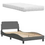 vidaXL Lit avec matelas gris foncé 100x200 cm tissu