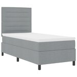 vidaXL Lit à ressorts avec matelas et lumière LED gris clair 100 x 200 cm en tissu
