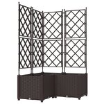 vidaXL Jardinière de Jardin avec Treillis 3 Pièces Brun 80x80x143 cm