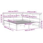 vidaXL Lit bibliothèque sans matelas 160x200 cm bois massif de pin