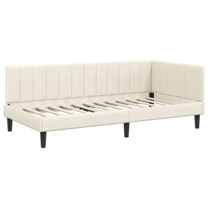 vidaXL Cadre de lit d'angle Crème 90 cm x 200 cm tissu