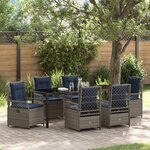 vidaXL Ensemble de Repas de Jardin 7 Pièces Rattan Poly Gris