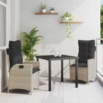 vidaXL Ensemble de salle à manger pour jardin 3 Pièces Gris clair