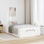 vidaXL Cadre de lit avec matelas Blanc pur 120 x 190 cm Faux cuir