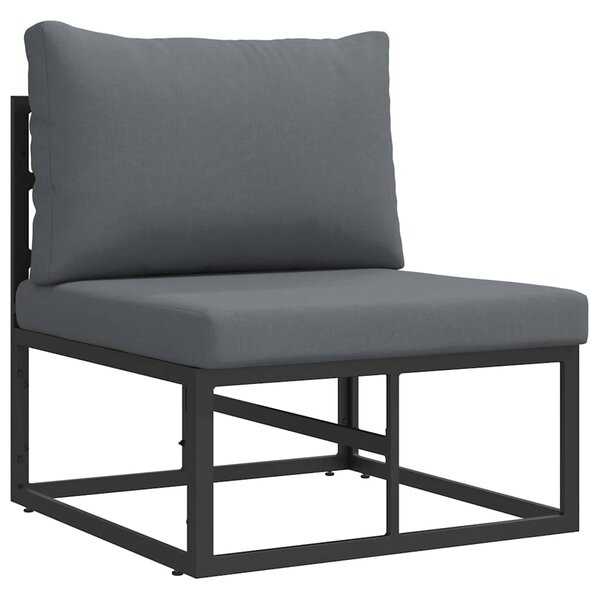 vidaXL Mobilier de jardin avec coussin avec oreiller Noir Aluminium