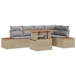 vidaXL Ensemble de jardin 6 pièces avec coussins beiges en polyrotin et acacia