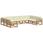 vidaXL Ensemble de canapés d'extérieur 9 pc Naturel et Crème